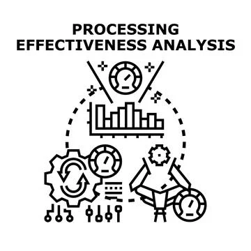 Processing effectiveness analysis improving data project management Stock Illustration