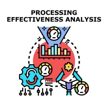 Processing effectiveness analysis improving data project management Stock Illustration