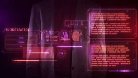 Processing encrypted data on a virtual panel. Stock Footage 244801256