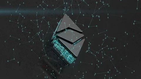Processing ethereum logo. internal information processes. in the form of a grid Stock Footage 83715819