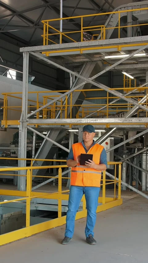 Processing factory. enterprise. industrial production facility, premise, with Stock Footage 313245687