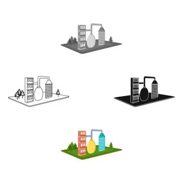 Processing factory. Factory and industry single icon in cartoon style isometric Stock Illustration