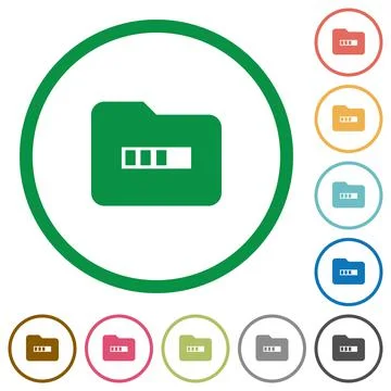 Processing folder flat icons with outlines Illustrazione stock