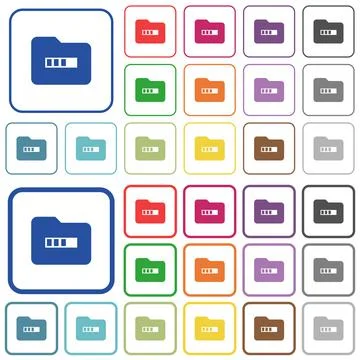Processing folder outlined flat color icons Stock Illustration