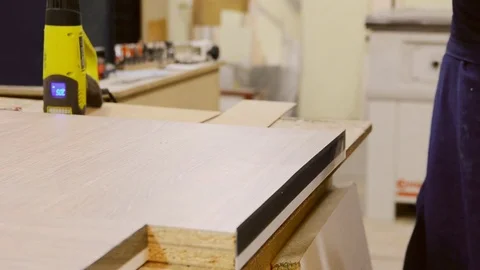 Processing furniture part edge Stock Footage 73924537