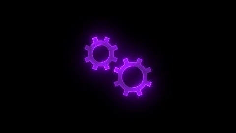 Processing gears stroke icon glowing neon animation Stock Footage 289465818