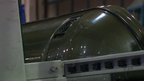 Processing of glass edge, factory of processing of sheet glass on the machines Stock Footage 76463341