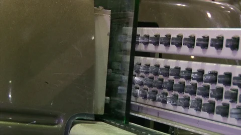 Processing of glass edge, factory of processing of sheet glass on the machines Stock Footage 76463353