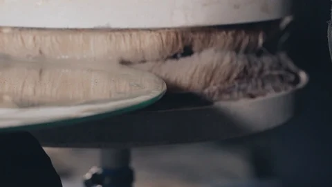 Processing of the glass face on the machine Video stock 105370335