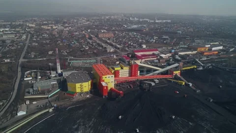 Processing of hard coal in polar conditions. Mining and processing plant among Stock Footage 203920713