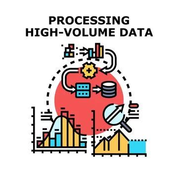 Processing high volume data with analytics and big data concepts Stock Illustration