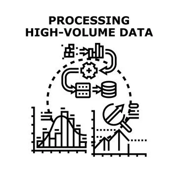 Processing high volume data with analytics and big data concepts Stock Illustration