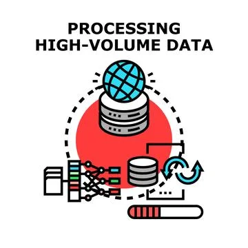 Processing high volume data global network concept Stock Illustration
