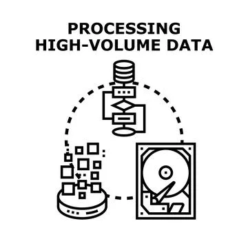 Processing high volume data storing information infrastructure Stock Illustration