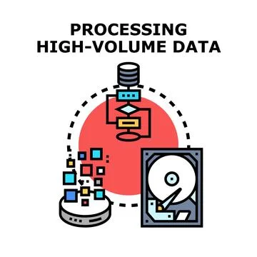 Processing high volume data storing information infrastructure Stock Illustration