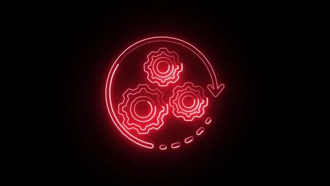 Processing Icon Isolated on Black Background, Data Operation Neon Line Anim.. Stock-Footage 324128524