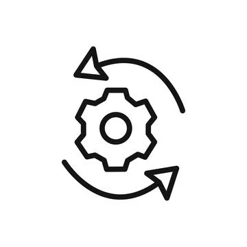 Processing icon linear vector graphics sign Stock Illustration