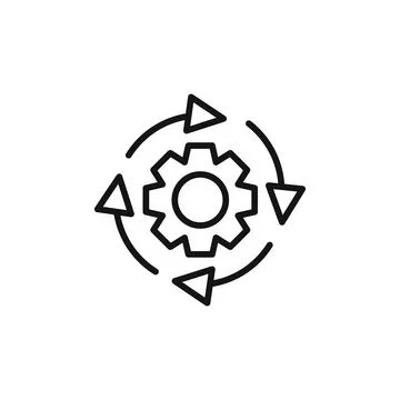 Processing icon outline collection in black Stock Illustration