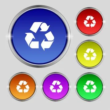 Processing icon sign. Round symbol on bright colourful buttons. Vector Stock Illustration
