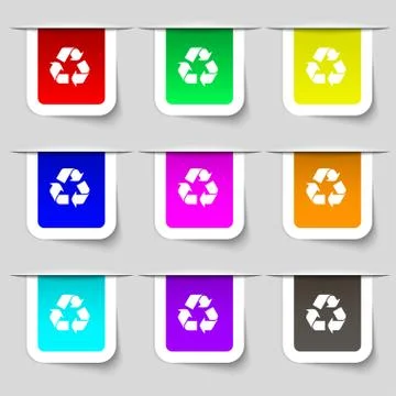 Processing icon sign. Set of multicolored modern labels for your design. Vect Stock Illustration