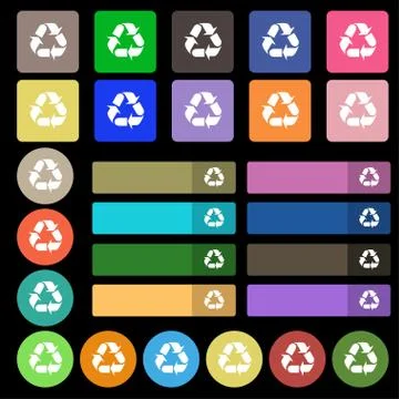 Processing icon sign. Set from twenty seven multicolored flat buttons. Vector 스톡 일러스트
