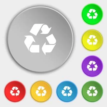 Processing icon sign. Symbol on five flat buttons. Vector Stock Illustration