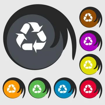 Processing icon sign. Symbols on eight colored buttons. Vector Stock Illustration