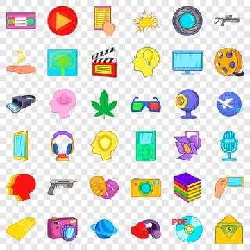 Processing icons set, cartoon style Stock Illustration