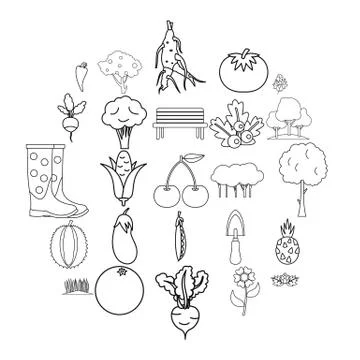 Processing icons set, outline style イラスト素材