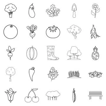 Processing icons set, outline style イラスト素材