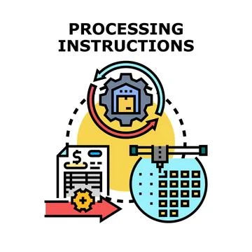 Processing instructions concept for data engineering and manufacturing Stock Illustration