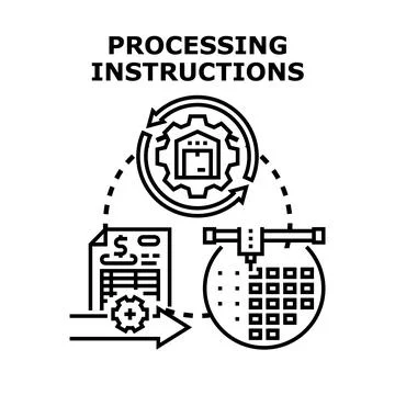 Processing instructions concept for data engineering and manufacturing Stockillustratie