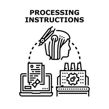 Processing instructions concept representing data analysis and workflow Stock Illustration