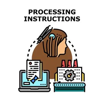 Processing instructions concept representing data analysis and workflow Stock Illustration