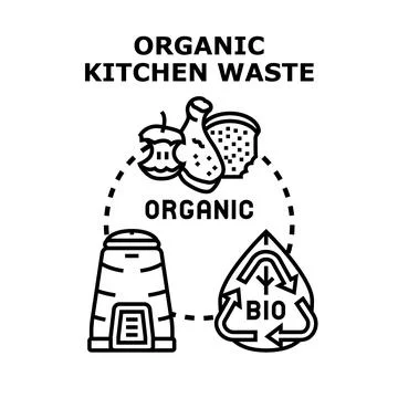 Processing kitchen food scraps for organic recycling 스톡 일러스트