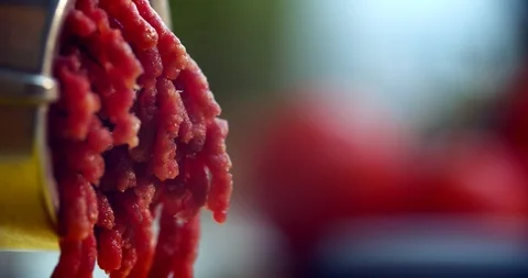 Processing lard or meat in minced meat on a huge meat grinder at a meat factory Vídeos de archivo 113888218