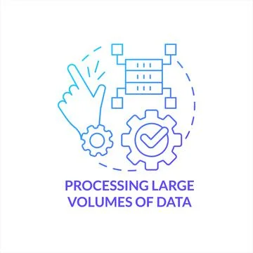 Processing large volumes of data blue gradient concept icon Stock Illustration