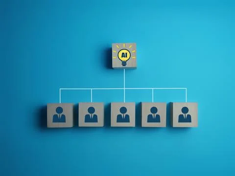 Processing light bulbs, AI support helps brainstorming Stock Photos