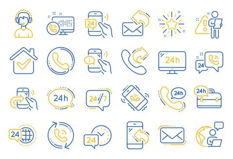 Processing line icons. Set of Callback, Support and Chat message. Vector Stock Illustration