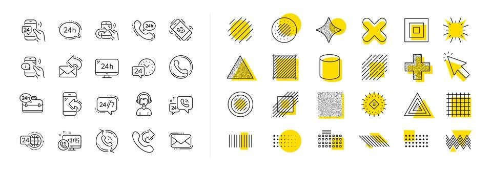Processing line icons. Set of Callback, Support and Chat message. Design Stock Illustration