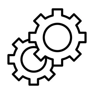 Processing linear logo mark in black and white Stock Illustration