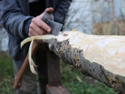 Processing logs in blurred focus Stock Photos