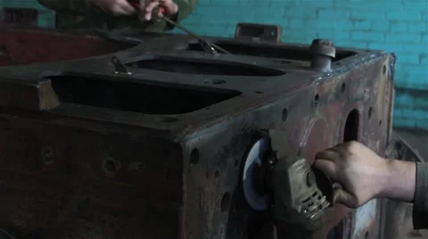 Processing of metal grinder with sparks Stock Footage 55584705