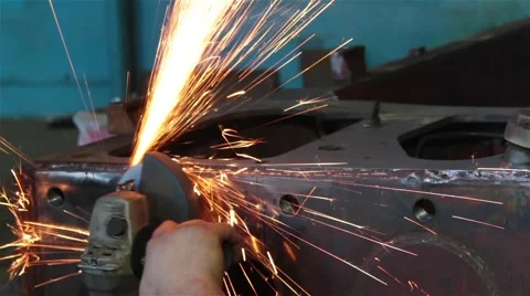 Processing of metal grinder with sparks Stock-Footage 55584852