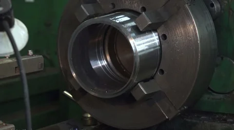 Processing of metal on the lathe Stock Footage 62440470