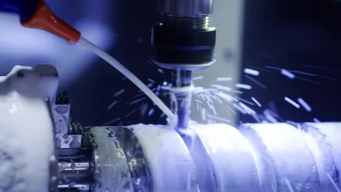 Processing of metal parts on a machine. Stock Footage 278524163