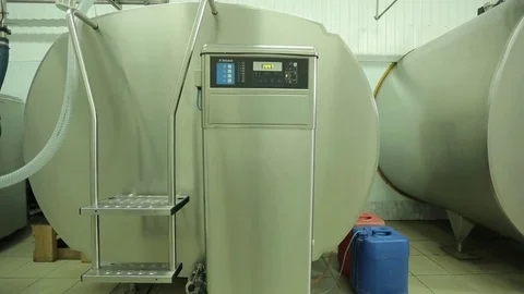 The processing of milk in tanks Stock Footage 73552123