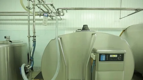 The processing of milk in tanks Stock Footage 73552186