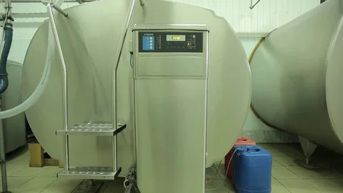 The processing of milk in tanks Stock Footage 73552231