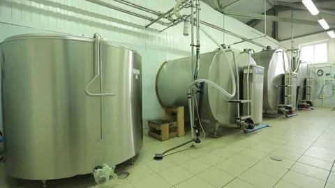 The processing of milk in tanks Stock Footage 73552274